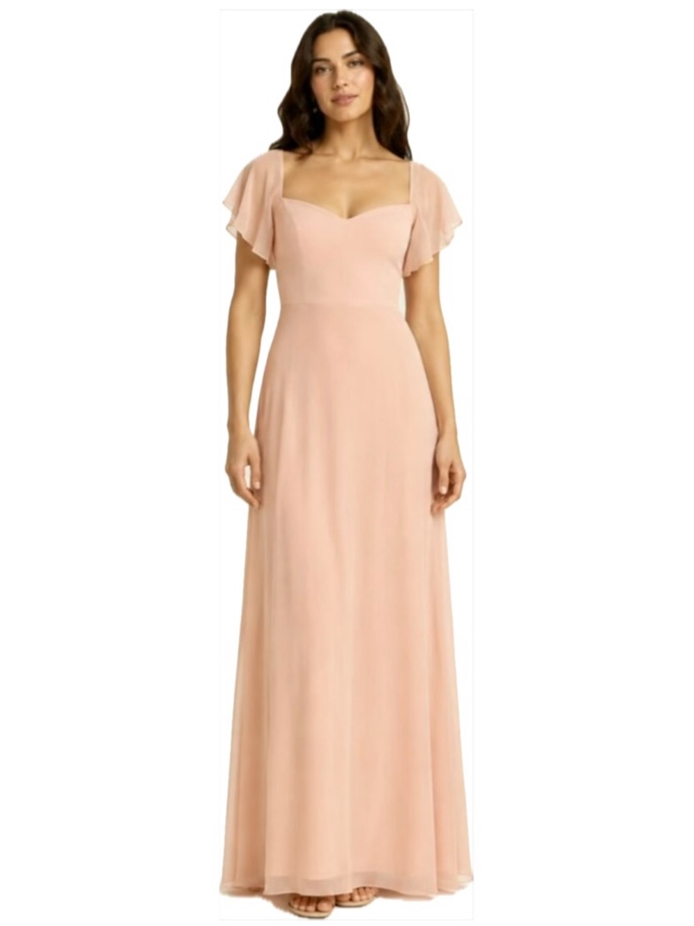 Reformation Champagne Maxi Dress Size 4 Flutter Sleeve Formal Fairycore Gown